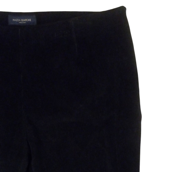 Piazza Sempione Corduroy Flare Pants Black Cotton Side Zip Size IT 48 US 12 - Picture 3 of 10